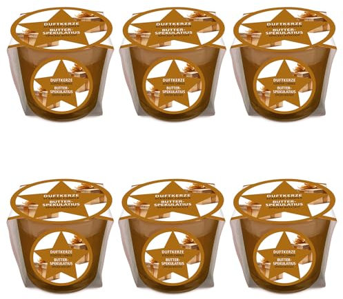 pajoma® Mini Duftkerze 6er-Set, Spekulatius - Weihnachten Edition | 45g Wachsgewicht, Brenndauer: 10 Stunden, in edler Geschenkverpackung | Premium Qualität