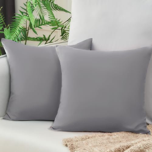 Vielit Sofa Kissenbezug 50x50 Grau Weich Kopfkissenbezug 50x50 2er Set Mikrofaser Kissenbezüge 50x50 Kissenhülle Für Kissen 50x50cm Öko-Zertifikat Resistent Hypoallergen