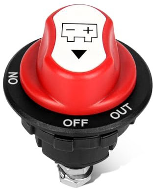 JMEST LEAD Interrupteur Isolateur de Batterie 12V 100A Max 32V ON-OFF-OUT 3 Position Coupe Circuit Batterie 12V Commutateur Batterie Voiture Cut Off Switch Pour Marine Boat Camping-car