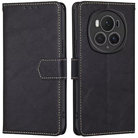 RankOne Coque pour Honor Magic6 Pro 5G (6.8 inches), Coque Etui Protection Housse Premium en Cuir PU - Le Noir