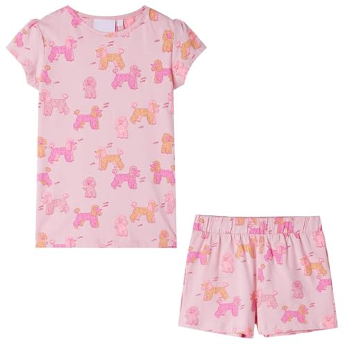 vidaXL Kinderpyjama Kurzen Ärmel Pyjama Set Kinder Schlafanzug Nachtwäsche Hellrosa