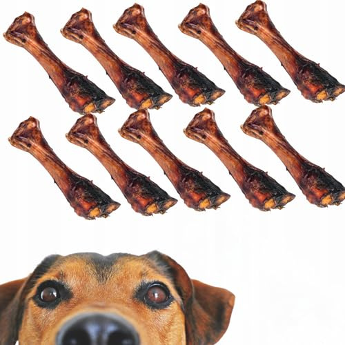 PAKO | Hochwertige getrocknete Rinderknochen für Hunde | mit langsam gekochtem Fleischüberzug | 10 Stück