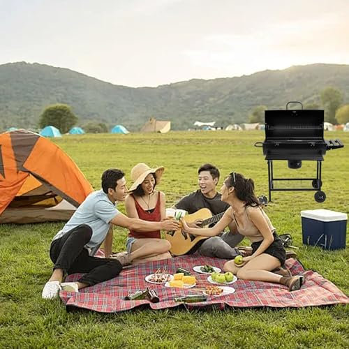 Barbecue en Baril, Barbecue en Baril de Charbon de Bois de Grande capacité avec Roues pour Terrasse Extérieure, Fête dans le Jardin