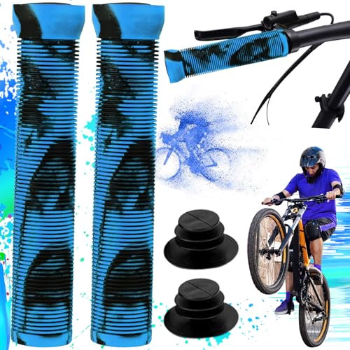 SoundZero 1 Paar Fahrrad Griffe, Mixed Color Lenker Griffe, Bike Handle Grip, MTB Lenkergriffe Fahrrad, Rutschfeste Sanft Gummi Fahrrad Lenker Griffe, für MTB, BMX, E-Bike, Crossbike(Blau Schwarz)