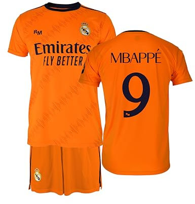 Real Madrid Holiprom - Kit mbappe Away Jersey jr - Orange - Taille 10 Ans - Maillot de Football