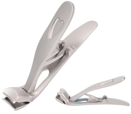 Coupe ongles en acier inoxydable pour ongles épais, coupe-ongles à grande ouverture, coupe-ongles à angle réglable, coupe-ongles à long manche pour femmes et hommes (Gris)