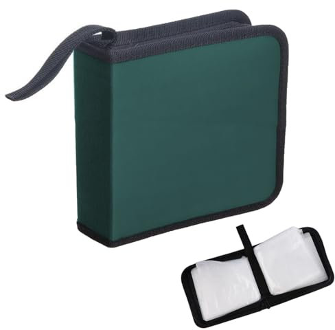 Pochette CD, Pochette Range CD pour 40 CD, Pochettes CD Rangement DVD Chemise pour Voiture et Maison, Vert