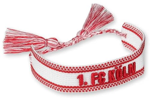 1. FC Köln Woven Armband mit Fransen rot-weiß Freundschaftsband | Band - Plus Lesezeichen I Love Köln