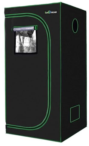 SunStream Small Grow Tent 60x60x140cm 600D Oxford Cloth High Reflective Mylar Lightproof Waterproof Hydroponic Grow Tents for Indoor Plants (60x60x140cm)