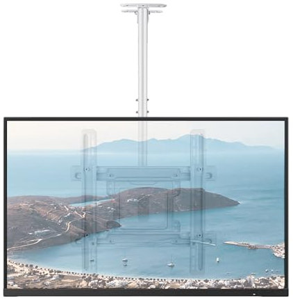 JXMTSPW Staffa per TV da soffitto per TV da 42-75 pollici, schermo piatto e curvo, movimento completo, VESA max 400 x 400 mm, supporta fino a 50 kg, inclinabile, girevole, regolabile in altezza,