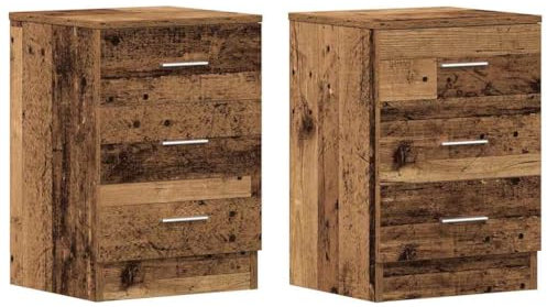 vidaXL Nachttische 2 STK. Altholz-Optik 38x35x55 cm Holzwerkstoff, Nachttischschrank, Nachtkonsole, Beistelltisch, Nachtschrank, Schlafzimmermöbel