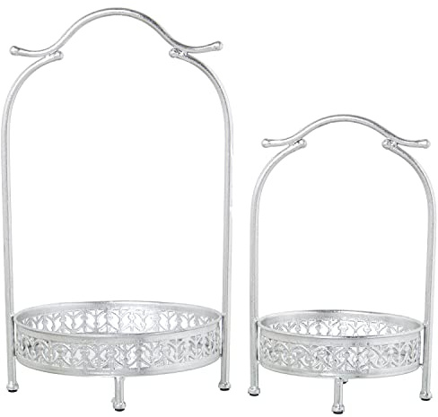 SET 2 BANDEJAS METAL C/ASA DORADO/ESPEJO 28X26X48CM+22X21X34CM