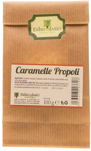 Caramelle Propoli e miele con zucchero – Caramelle gola Gusto Balsamico Naturale – caramelle balsamiche calmanti e lenitive per gola e cavo orale – caramelle propoli gola – 1 confezione 100g