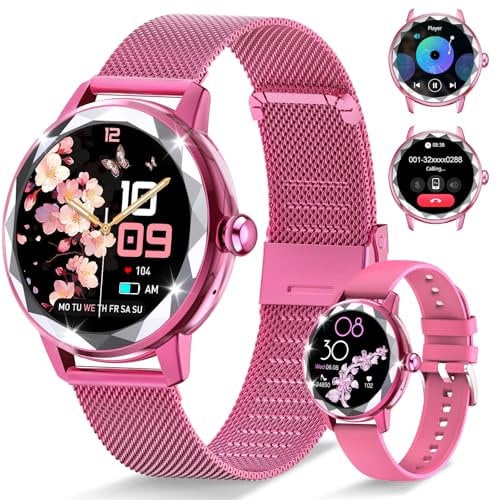Homailida Smart Watch for Women with Bluetooth Call Answer/Dail,1.2'' HD Touch Screen Fitness Tracker, 100+ Sports Modes Tracker with Heart Rate SpO2 Sleep Monitor for iPhone Android (Rose Pink)