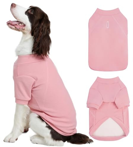 Kuoser Dog Sweatshirt Pink 2XL, Soft Warm Dog Sweater with Front Legs, Fleece Pullover Jumper Clothes for Large Dogs