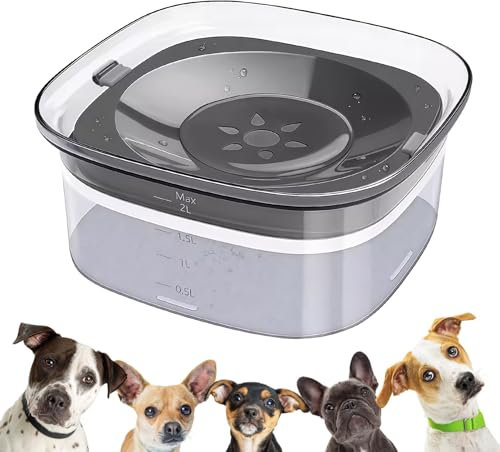 Gamelle d'eau sans renversement pour chiens : LEKEFETO 2L sans bavure, gamelle d'eau pour chien, chats et animaux domestiques, anti-fuite et antidérapante, transparente