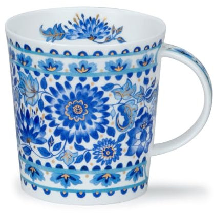 Dunoon Lomond Delft Blue Chrysanthemum Fine Bone China Mug with 22 Carat Gold Detailing
