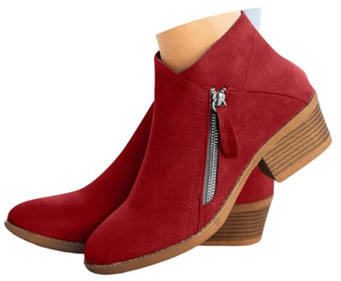 ticticlily Stivali Estivi Donna Con Cerniera Primaverili Invernali Eleganti Stivaletti Morbidi Tacco Basso Ankle Elegante Boots Cowboy Bassi