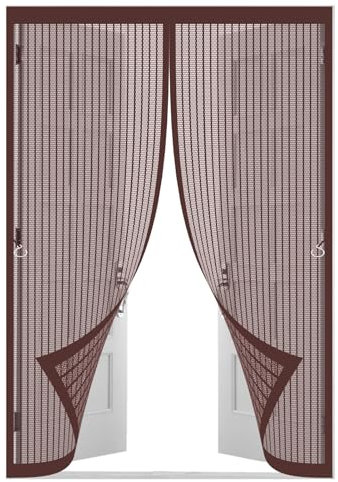 Zanzariera Magnetica 120 x 240 cm Zanzariera Magnetica per Porta Anti Zanzare Mosche Insetti Varie Taglie Zanzariere Magnetiche per Porte Finestre, Marrone