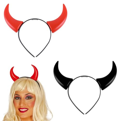 KUMSODE 2 Pcs Corne Diable Halloween,Serre Tete Diable,Diable Oreilles Bandeau,Serre Tete Halloween Convient,pour le Diadème d'accessoires de Cheveux de Costume de Fête d'halloween de Carnaval