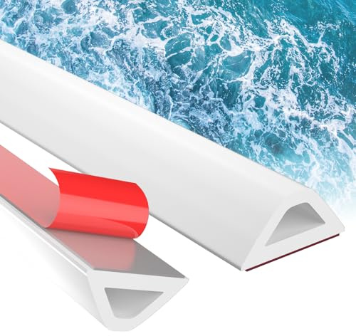 alophoty 250cm Schwallschutzleiste Dusche Selbstklebend Weiß - Silikon Wasserstopper Dusche Boden, Nass-Trocken-Trennung für Dusche, Bad und Küche, Einfache Montage