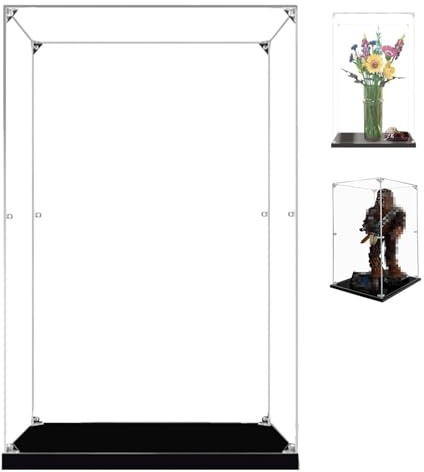 Acryl vitrine , Acryl Display Box mit schwarzer Basis, Staubdichte Klare Display Case, für Sammlerstücke Figuren Puppenspielzeug Modelle Autos (30x30x50cm)