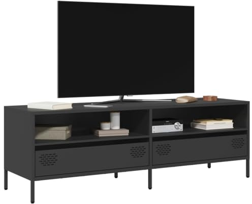 ROMHZKS TV-Schrank Schwarz Sideboard hängend tv unterschrank tv Bank Fernseher Schrank 135x39x43,5 cm Kaltgewalzter Stahl