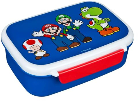 Undercover Super Mario Fiambrera con bandeja extraíble, plástico, 100% libre de BPA, azul, rojo y blanco, 18 x 13,5 x 6 cm, para niños y niñas