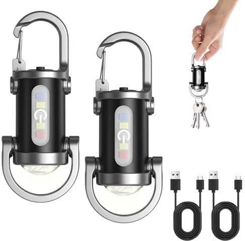 2 Piezas Mini Linterna LED Superbrillante 1200LM, Llavero Light Recargable