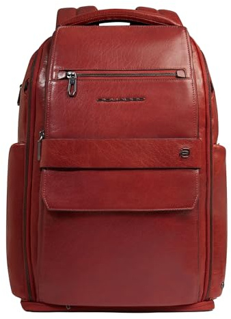 Piquadro Reiserucksack mit USB und USB Typ-C Anschlüssen Mann Leder terracotta