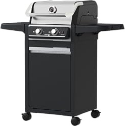 Fagor Barbecue électrique avec pieds et armoire, température 330 °C, double zone de cuisson, sans fumée, grande surface, nettoyage facile, 3 000 W Noir
