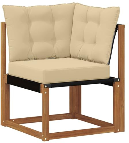 vidaXL Outdoor Ecksofa Massivholz Akazie und Textilene-Stoff Natur, Balkonmöbel, moderner Stil, langlebiges Design, wetterfeste Akazie, multifunktional für den Garten