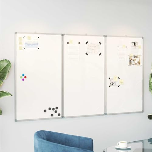 Kaloriko Magnetisches Whiteboard Klappbar mit Aluminiumrahmen 120x100x1,7 cm faltbare Präsentationstafel für Büro Schule Seminar, freistehend, doppelseitig, mobil als Pinnwand und Stellwand