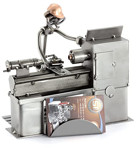 Steelman24 Schraubenmännchen Dreher mit Kartenhalter | Made in Germany,Handarbeit,Geschenkidee,Stahlfigur,Metallfigur,Metallmännchen