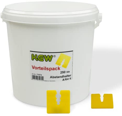 KEW 250x Abstandhalter ASH 5mm im XL Eimer - Abstandsplatten - Distanzhalter - Abstandsplättchen - einfache Montage - farbliche Erkennung - 250er-Pack