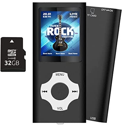 32GB Lettore MP3, Tabmart Metal Hi-Fi Capacità Di Musicale Portatile Lettore MP4 Ad Alta Risoluzione Con 1,8 Pollici Schermo MP3 Lettore Multifunzione 18 Ore Di Riproduzione Continua, Nero