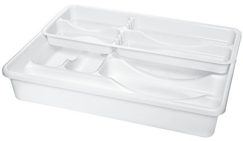 Plast Team 13920800 Besteckkasten mit verschiebbarem Einsatz, weiß