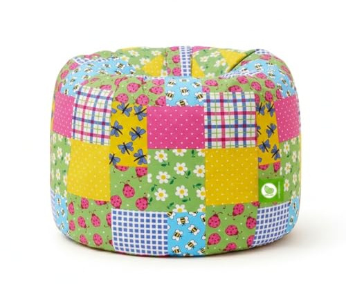 BeanLazy ® 100% Cotton Large Patchwork Ladybird Bean Bag With Filling