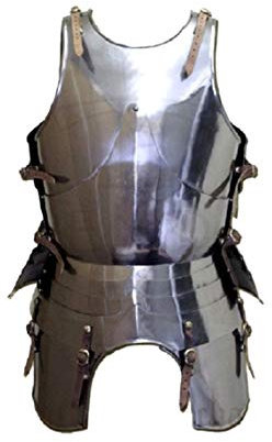 ANTIQUECOLLECTION Mittelalterliche italienische Rüstung des 15. Jahrhunderts, Silber, Größe M, für Erwachsene, Mittelalterliche Renaissance, Cosplay, Rüstung, Silberfarben, M