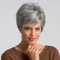 HAIRCUBE Pixie Cut Perücke Menschenhaar Perücken für Frauen Hübsches kurzes Haar mit Bangs Natürliche Menschenhaar Perücke (grau)