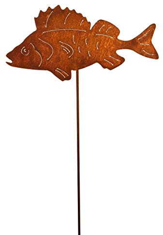 Unbekannt Gartenstecker Hecht Fisch aus Eisen Rost Gartendeko Edelrost