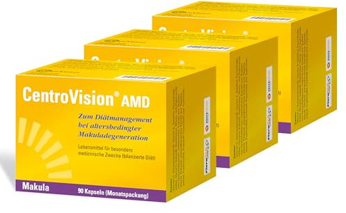 CentroVision AMD – Lebensmittel für besondere medizinische Zwecke zum Diätmanagement bei intermediärer und fortgeschrittener altersbedingter Makuladegeneration, laktose- & glutenfrei, 270 St.