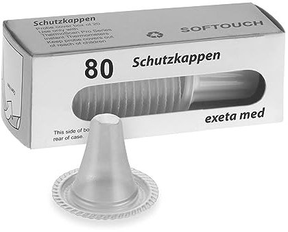 Exeta Schutzkappen geeignet für Braun Thermoscan 80 Stück I BPA-freie Fieberthermometer Ohr Aufsätze mit extra dünner Membran & Trommelfell-Schutz I Thermometer Schutzkappe für Erwachsene & Kinder
