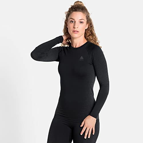 Odlo Damen Funktionsunterwäsche Langarm Shirt PERFORMANCE WARM ECO, black - new odlo graphite grey, S