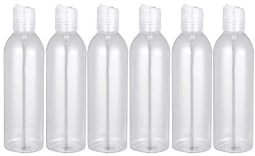 Minkissy 6pcs 250ml Portable Travel Bottles Plastic Refillable Bottles Plastic Squeeze Bottle with Disc Cap for Shampoo Lotion (Transparent Bottle)