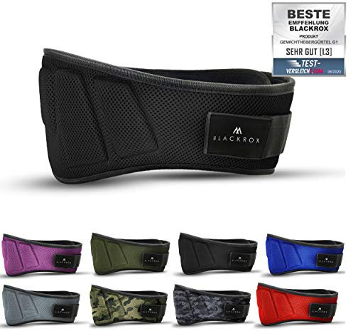 BLACKROX Gewichthebergürtel G1 Vergleichssieger Trainingsgürtel Fitness Gürtel Krafttraining bodybuilding Gewichtheben Powerlifting Gym Weightlifting Belt training Herren Damen (Schwarz, L)