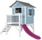 AXI Spielhaus Beach Lodge XL in Blau mit Rutsche in Lila | Stelzenhaus aus FSC Holz für Kinder | Kleiner Spielturm für den Garten..
