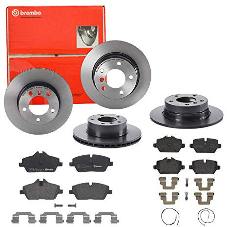 Brembo Bremsscheiben Coated + Bremsbeläge Vorne und Hinten für für BMW 1 E81 E87