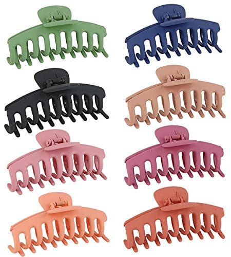 Tslinc 8 Stück Matte Haarklammern, 4,3 Zoll große Haarklammern, Jumbo-Haarklammern, Haarklammern mit starkem Halt, rutschfeste Acryl-Haarklammern für Frauen, Mädchen, dickes und dünnes Haar, 8 Farben