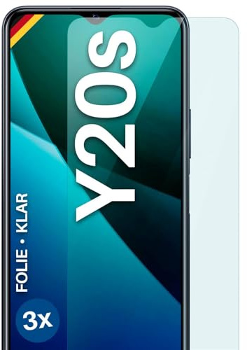 moex für vivo Y20s Schutzfolie Displayschutz Folie Ultra-klar HD 0,2 mm kompatibel mit jeder Hülle, Anbringen ohne Blasen, Handyfolie Extra Kratzfest, FlexProtect 3 Stück